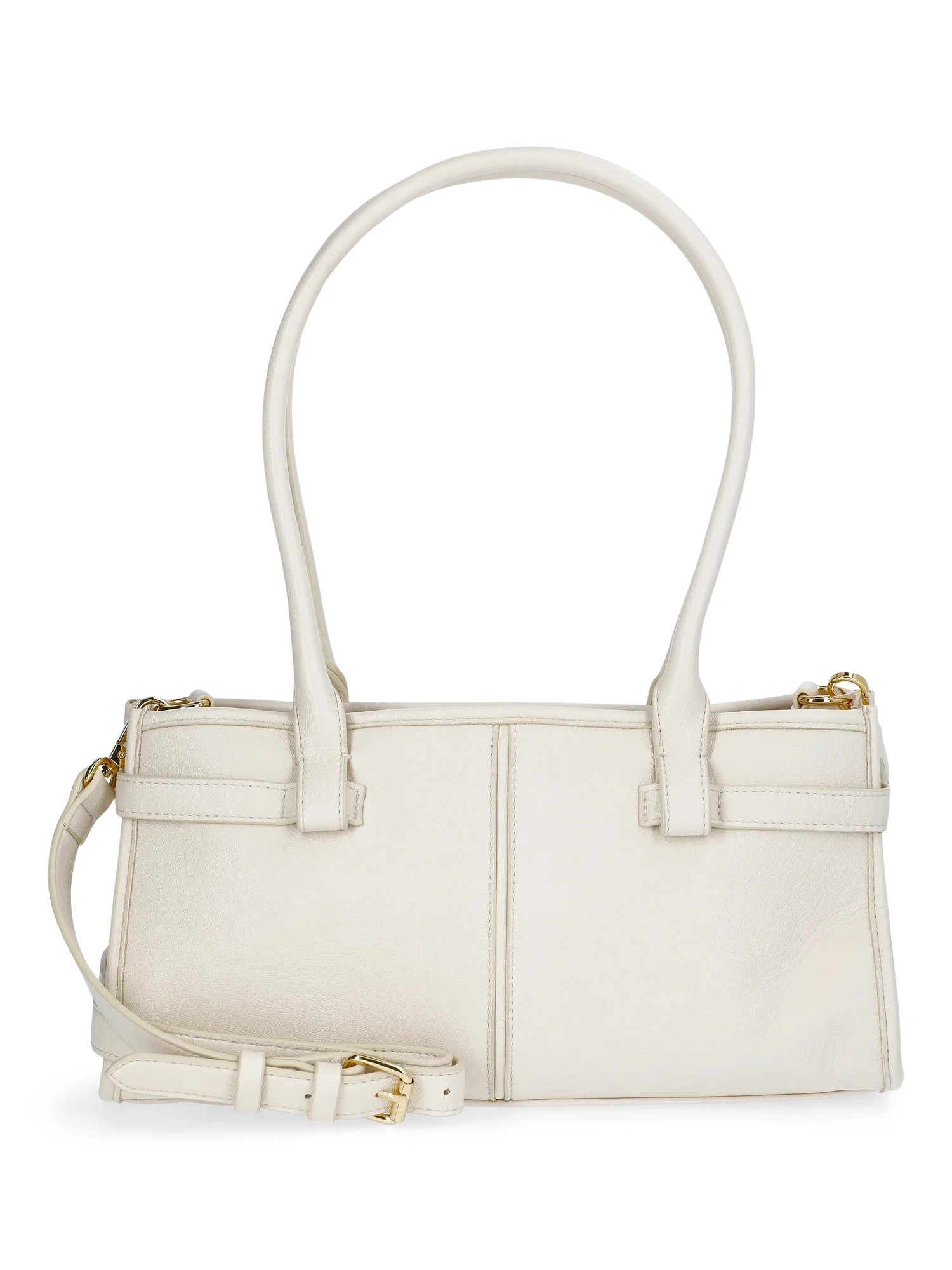 Time and Tru Women's Faux Leather Gwyn Shoulder Handbag, Bleached Beige | Walmart (US)