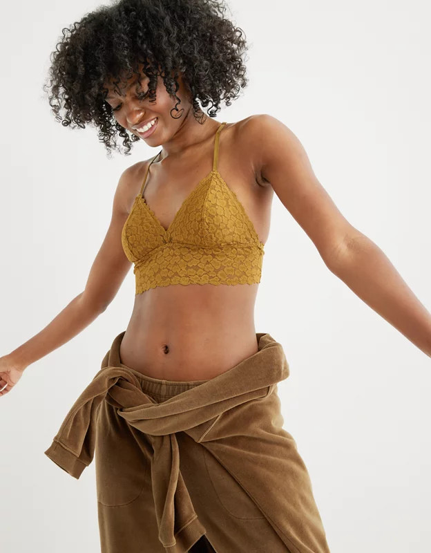 Aerie Animal Lace Padded Strappy Bralette | American Eagle Outfitters (US & CA)