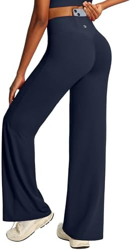 Wide Leg Yoga Pants for Women Butt Lifting Straight Leg Leggings High Waist Tummy Control No Fron... | Amazon (US)