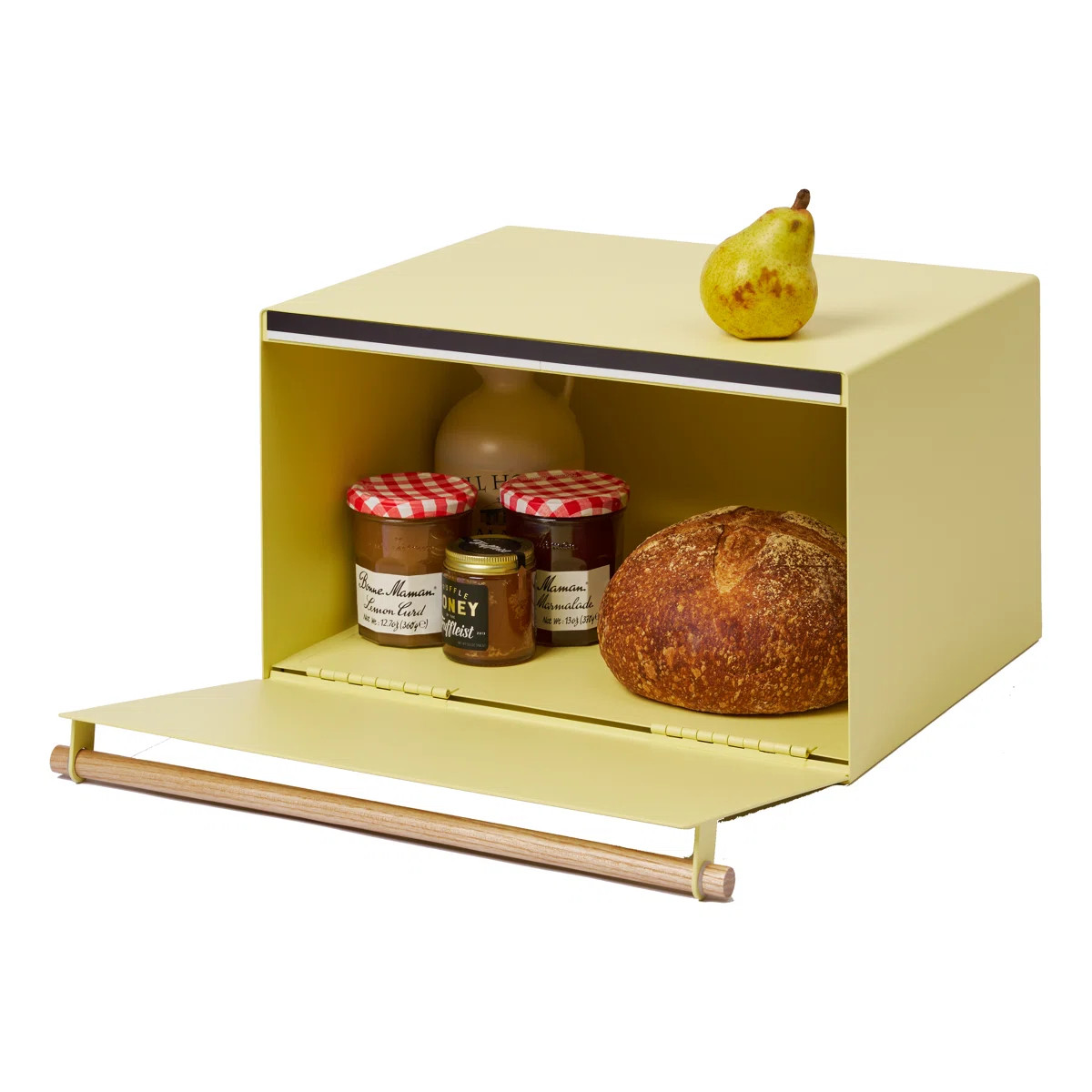 Yamazaki Home Tosca Bread Box Keeper Holder Container, Metal Bread Holder Saver - Steel - Wood | Wayfair North America