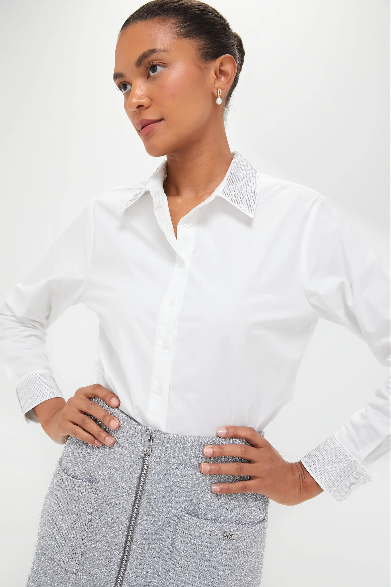 Exclusive White Icon Shirt with Rhinestone Collar | Tuckernuck (US)