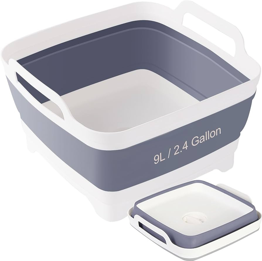 Collapsible Dish Basin & Sink Tub with Drain Plug – 2.4 Gal Baby Bottle Wash Basin, Bottle Wash... | Amazon (US)