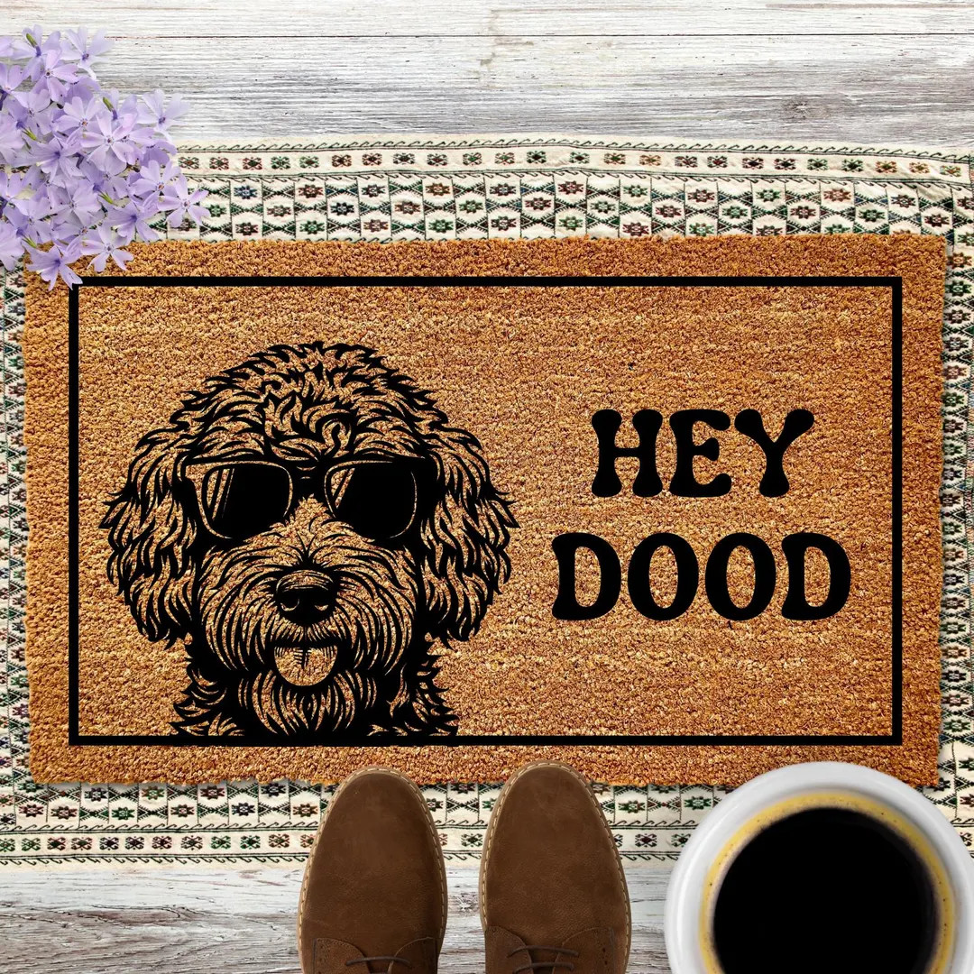 Hey Dood Doormat Golden Doodle Dog Goldendoodle Labradoodle Doormat Welcome Mat Housewarming Gift... | Etsy (US)