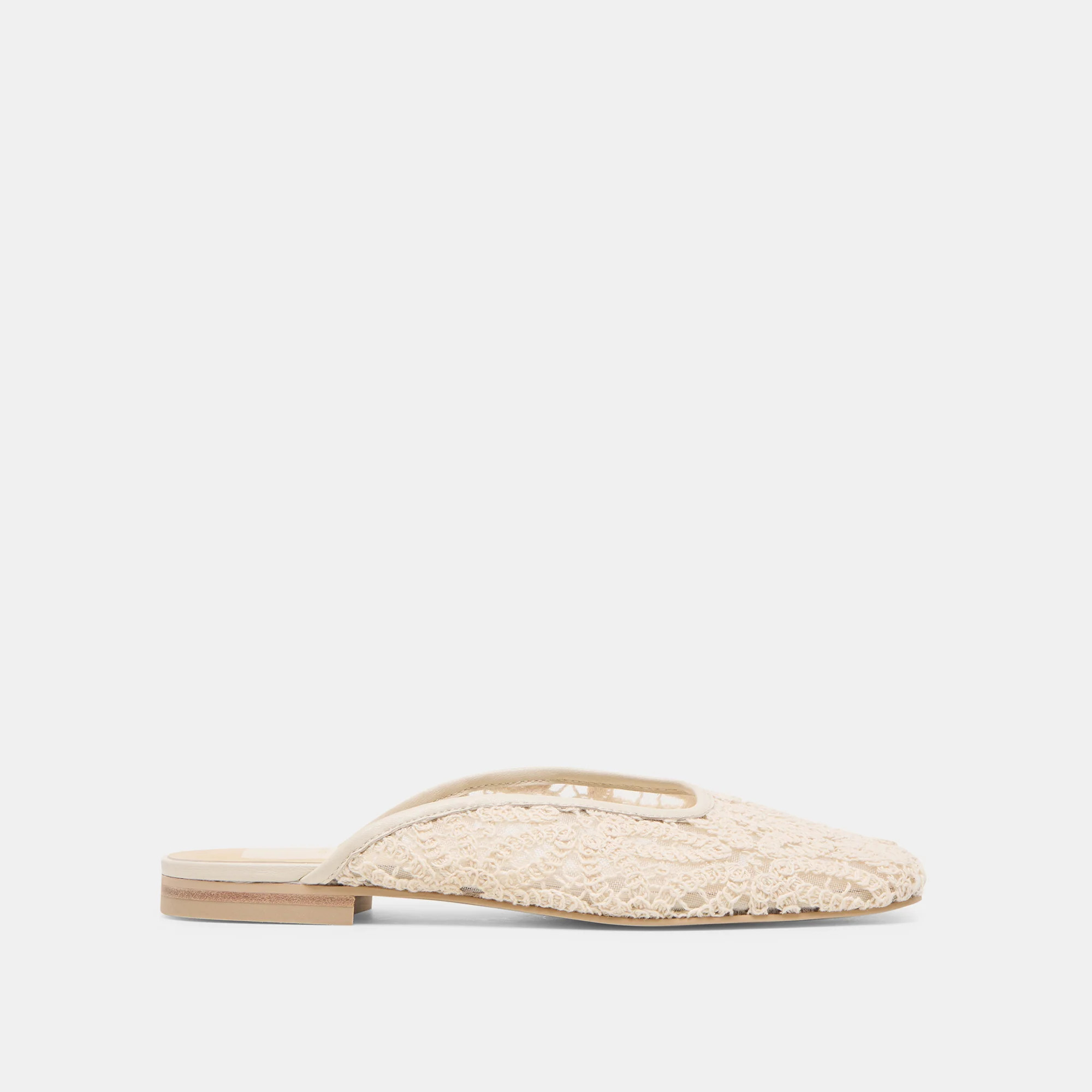Aubrie Flats Ivory Macrame Mesh | DolceVita.com