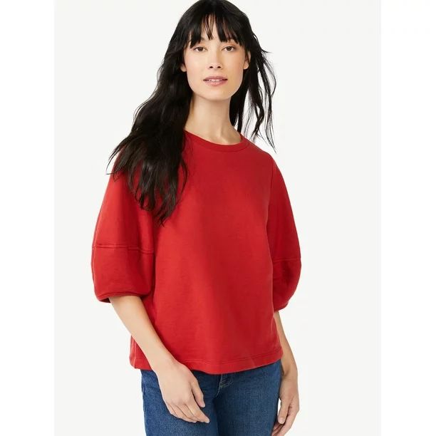 Free Assembly Women's Balloon Sleeve Top - Walmart.com | Walmart (US)