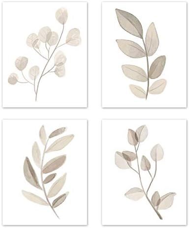 Sweet Jojo Designs Floral Leaf Wall Art Prints Room Decor for Baby Nursery and Kids - Set of 4 - ... | Amazon (US)
