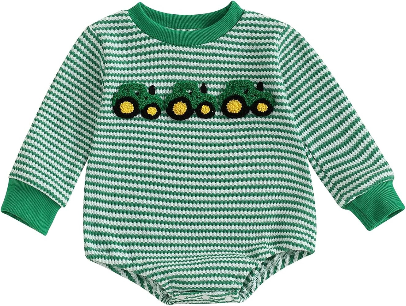 Bagilaanoe Newborn Baby Boy Girl Fall Winter Romper Long Sleeve Bodysuit Striped Farm Tractor Jum... | Amazon (US)