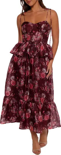 Mazy Floral Peplum Tiered Maxi Dress | Nordstrom