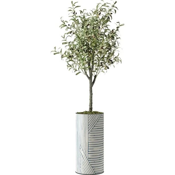 Artificial Tree in Geometric Pattern Planter, Fake Olive Silk Tree for Indoor and Outdoor Home De... | Walmart (US)
