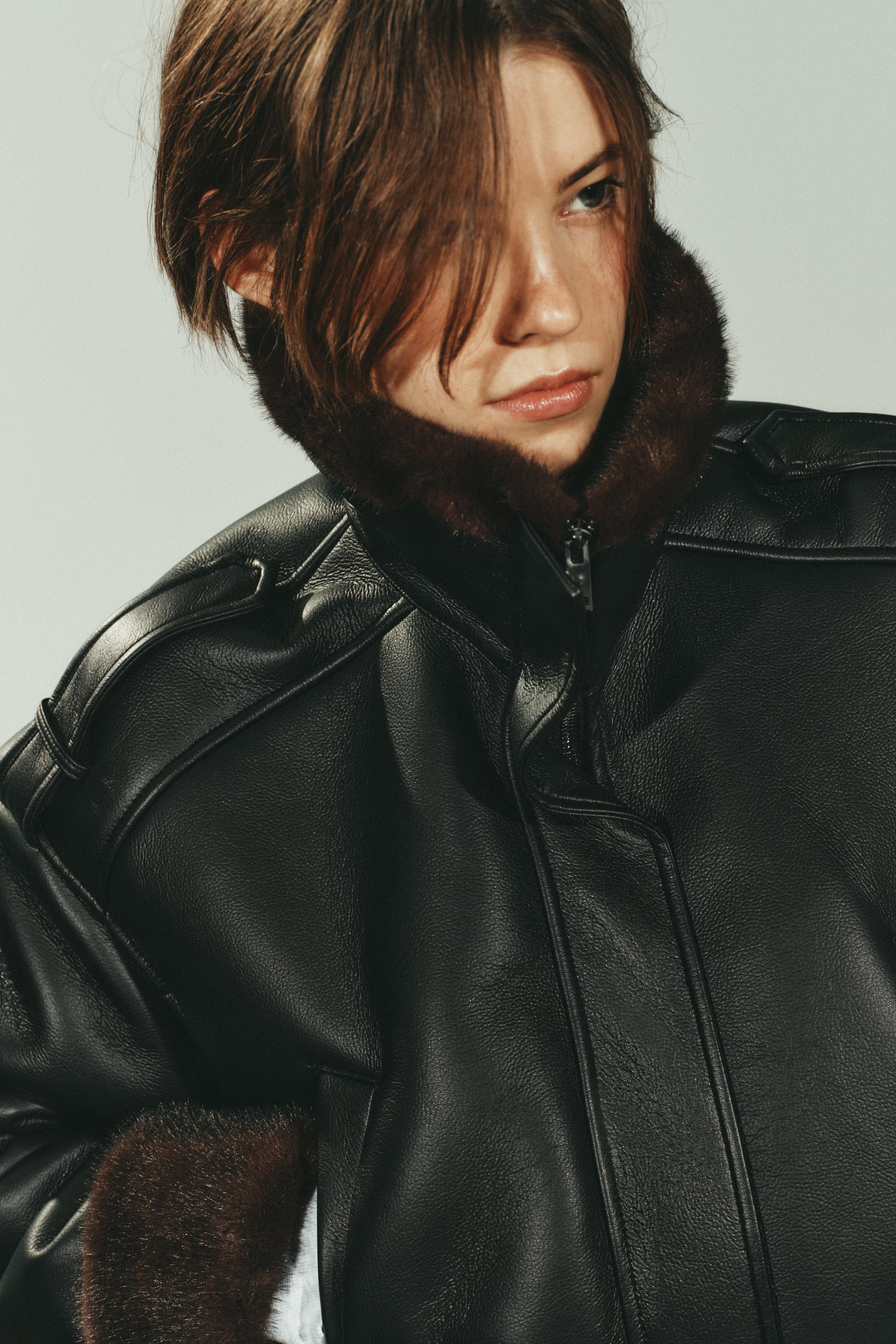 DOUBLE-FACED FAUX LEATHER BOMBER JACKET | Zara US