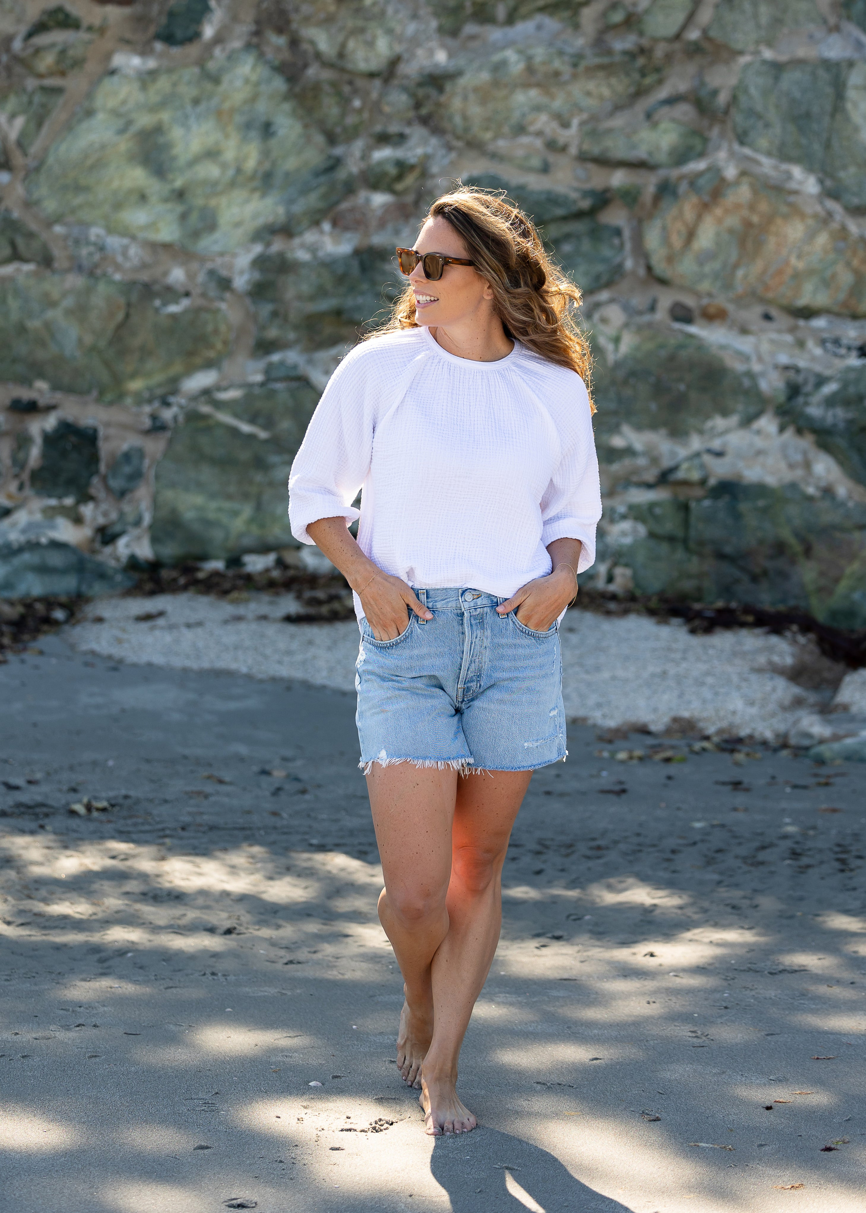 The Organic Cotton Gauze Puff Sleeve Top - Triple Gauze - Discontinued Style | Alice Walk