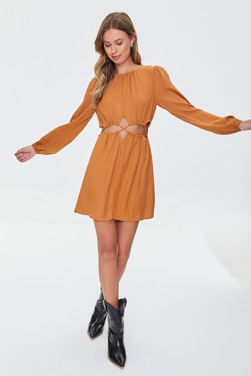 Cutout Peasant-Sleeve Mini Dress | Forever 21 (US)