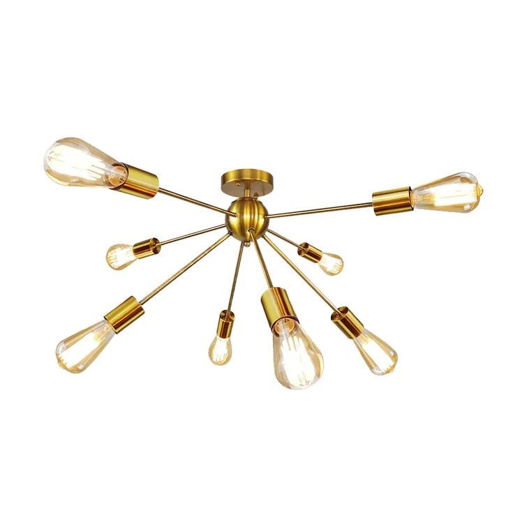 8-light Sputnik Chandelier Gold Semi Flush Mount Ceiling Light Modern Pendant Light For Dining Ro... | Wayfair Professional