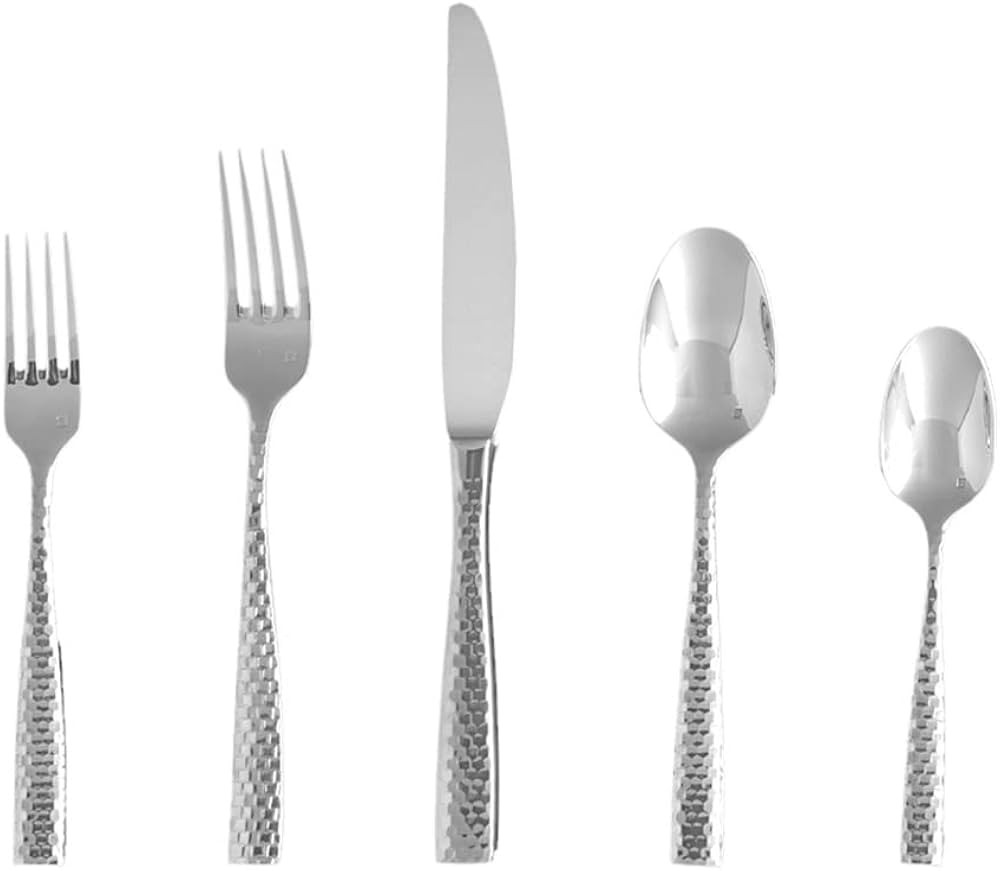 Fortessa Lucca Flatware Set, 20-Piece, Faceted Stainless | Amazon (US)