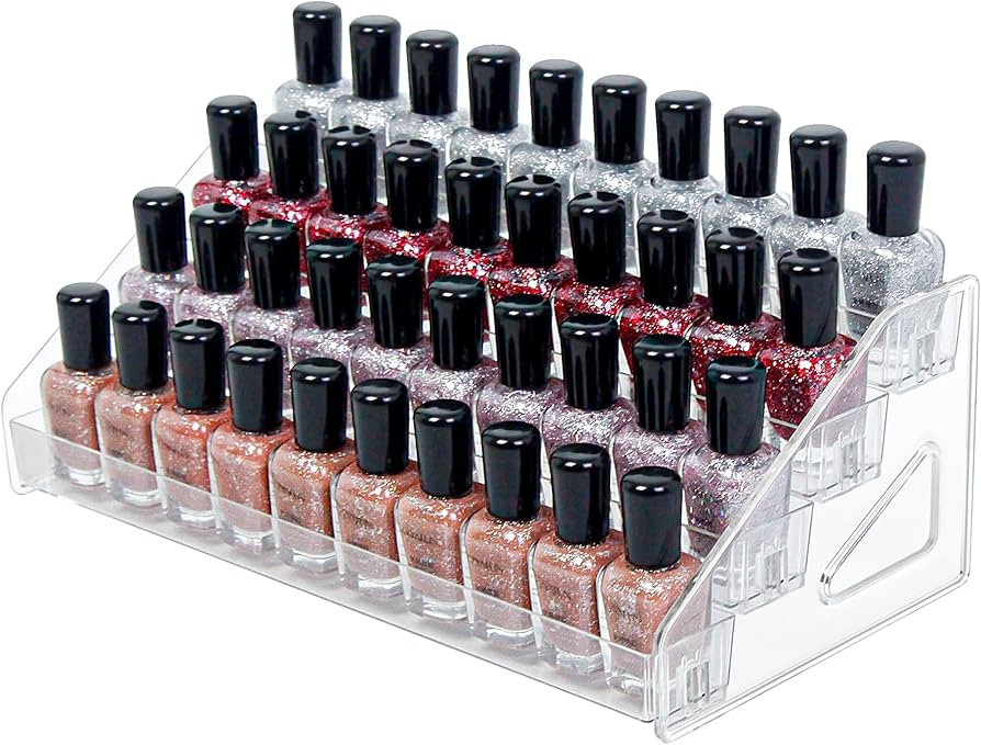 4-Tier Clear Acrylic Nail Polish Storage, Holds 32-64 Bottles, Multi-Purpose Nail Polish Rack, Su... | Amazon (US)