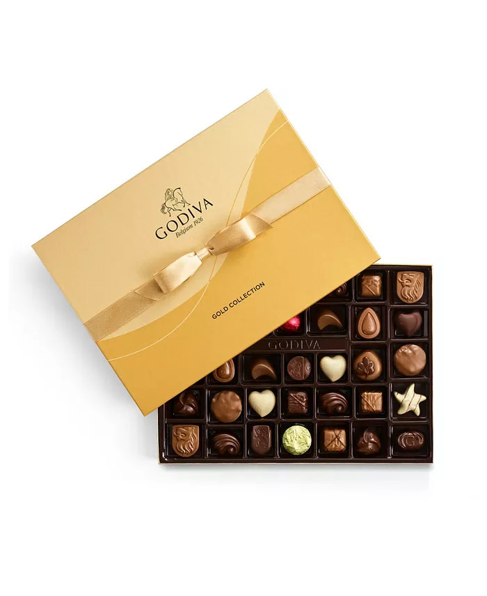 Godiva Assorted Chocolate Gold-Tone Gift Box, 36 Piece - Macy's | Macy's