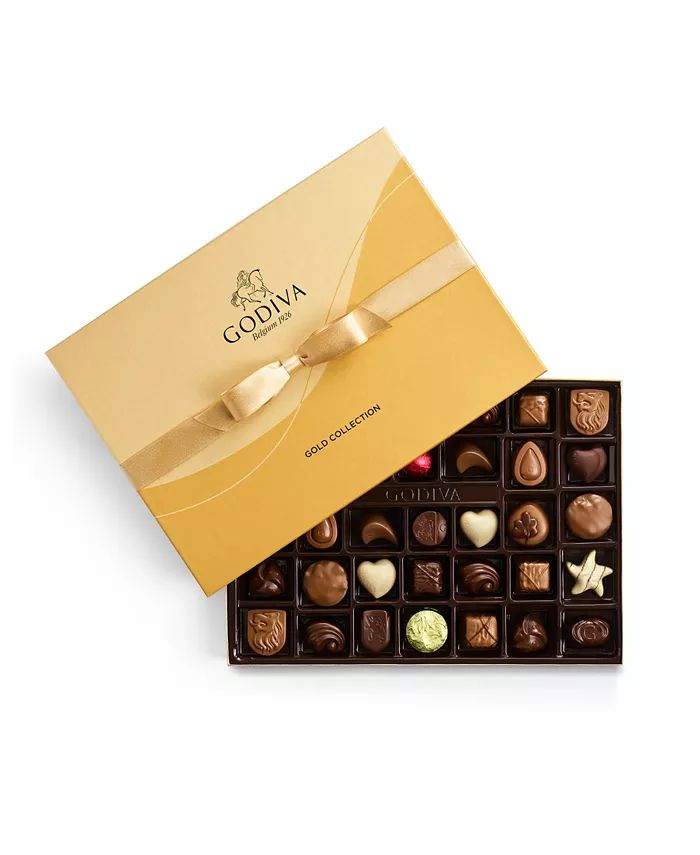 Godiva Assorted Chocolate Gold-Tone Gift Box, 36 Piece - Macy's | Macy's