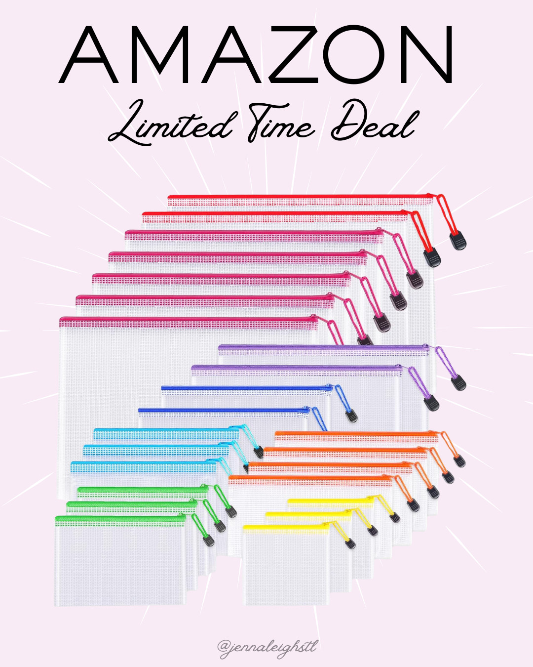 Amazon limited time deal on these 24 piece mesh zipper pouch bags in 8 sizes. We use these for everything and they are perfect for staying organized at home, in your bag, or on the go. 

 #LTKmomlife #LTKSaleAlert #LTKTravel