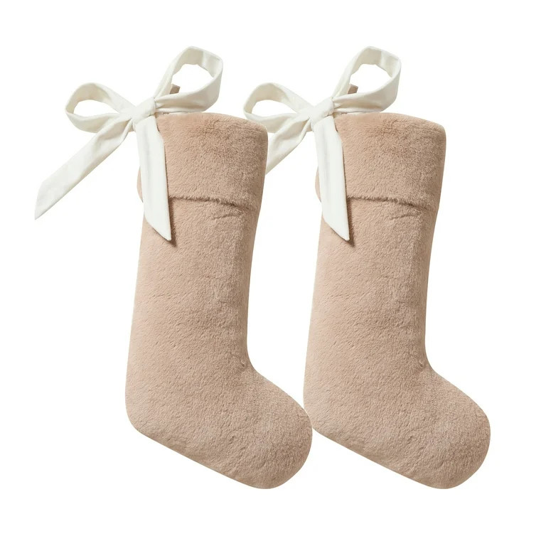 My Texas House Grace Taupe Faux Fur Christmas Stockings, 20" x 10" (2 Count) | Walmart (US)