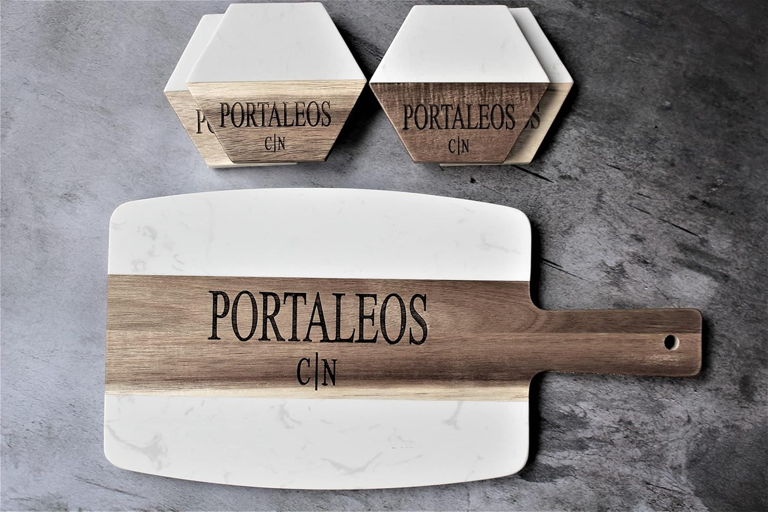 Minimalist Personalized Marble and Wood Cutting Board Custom Cutting Board Charcuterie Board Chri... | Amazon (US)