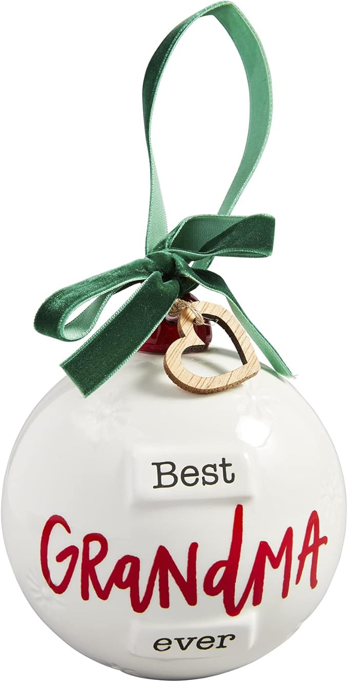 Mud Pie Ceramic Christmas Ball Ornament, Best Grandma, 4.5" x 4" | Amazon (US)