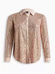 Madison Sequin Button-Front Long Sleeve Shirt | Torrid (US & Canada)