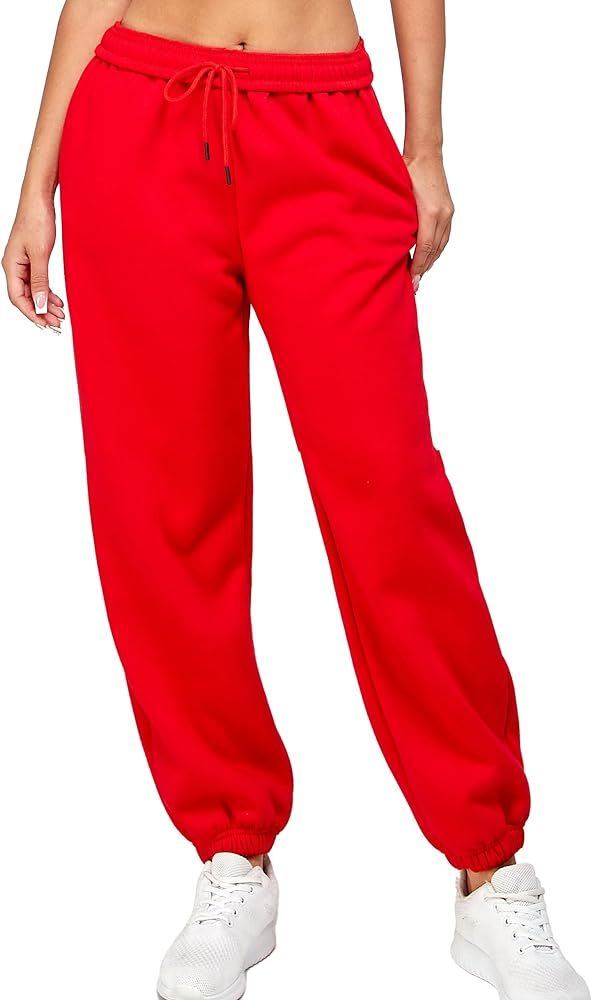 IUUI Women’s Casual Baggy Fleece Sweatpants Foldable High Waisted Joggers Pants Warm Lounge Tro... | Amazon (US)