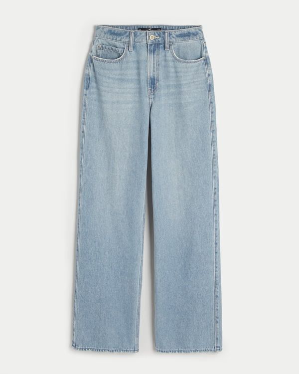 Ultra High-Rise Medium Wash Baggy Jeans | Hollister (US)
