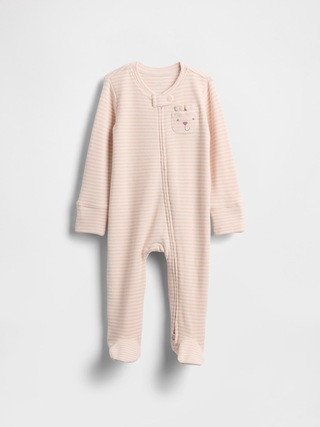 Baby Softspun Waffle Bear Pocket Footed One-Piece | Gap (US)