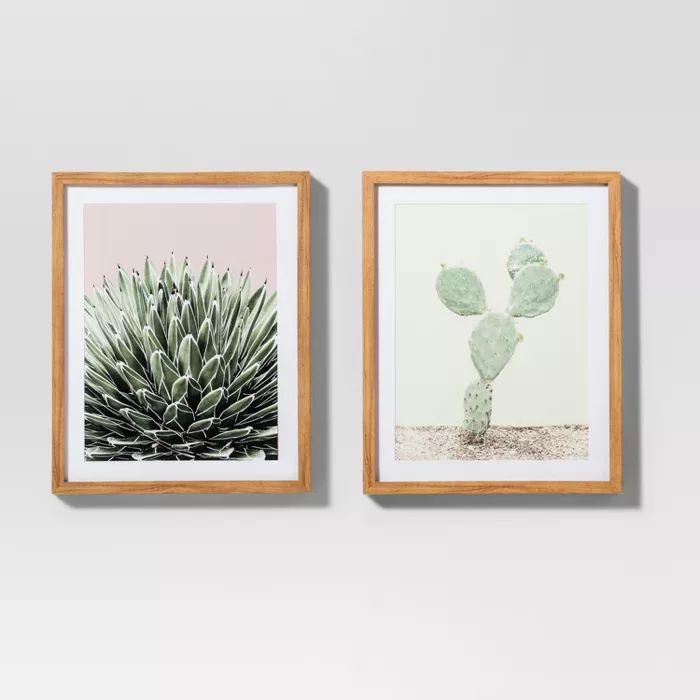 Framed Cactus Wall Print 2pk White/Green 20"x16" - Project 62™ | Target