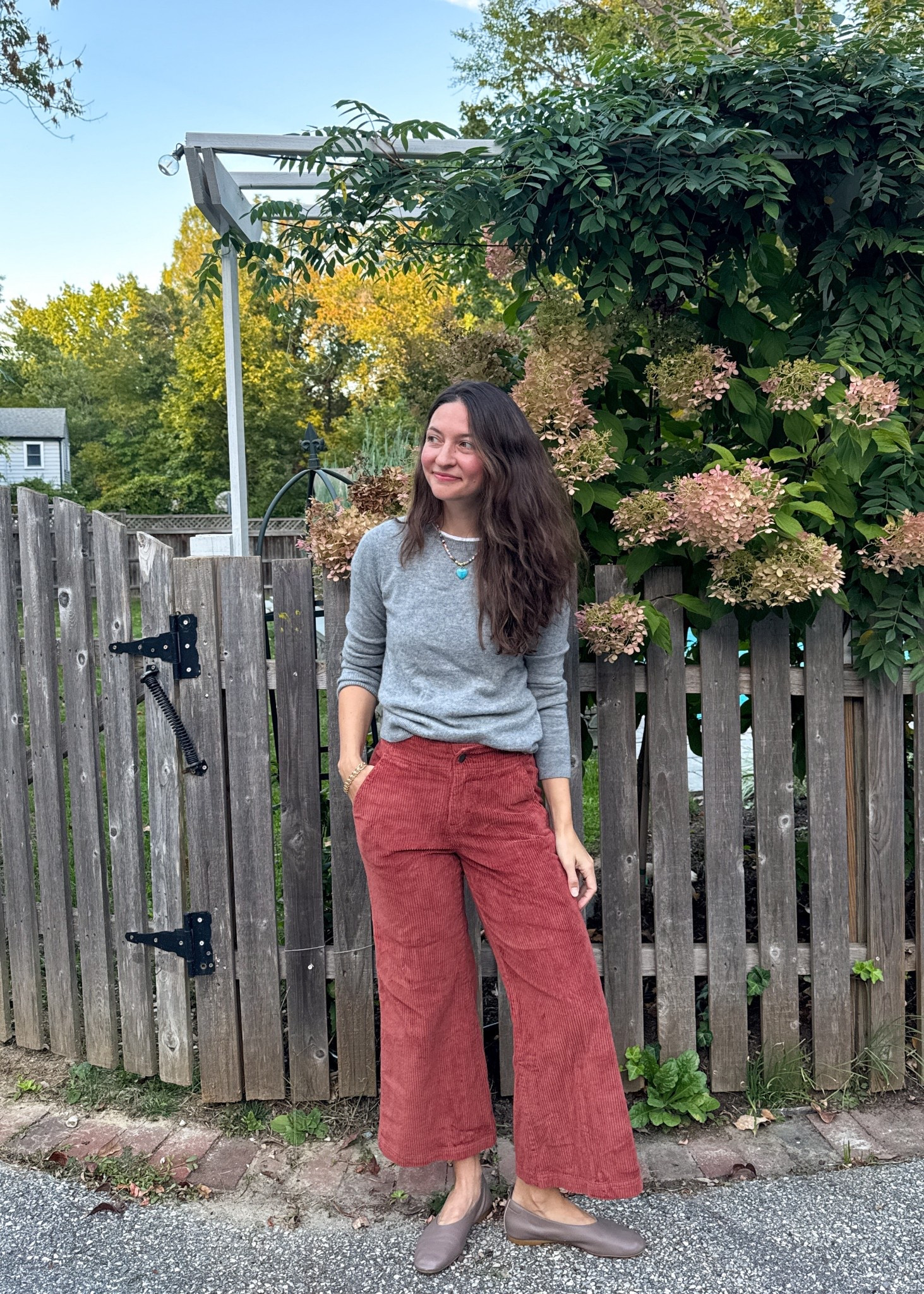 Easy fall outfit: lightweight cashmere sweater for under $50, cozy corduroy cropped pants, & the most comfortable ballet flats. Add a fun & colorful necklace for an extra pop of color. 

#LTKFindsUnder50 #LTKStyleTip #LTKSeasonal