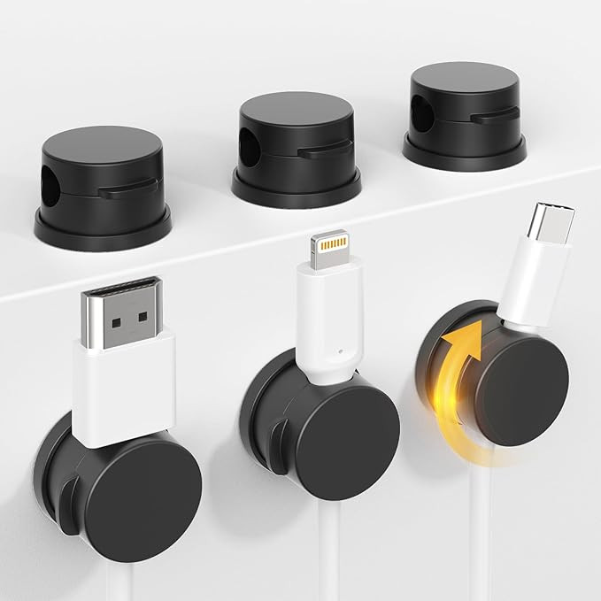 Cord Holder, Swiveling Cord Organizer, Magnetic Cable Clips for Desk, 6 Pack Cable Organizer for ... | Amazon (US)