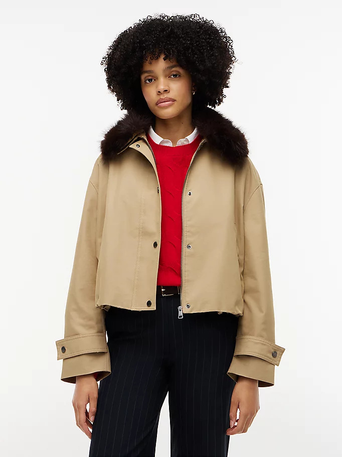 Faux Fur Collar Oversized Bomber Jacket | Tommy Hilfiger UK