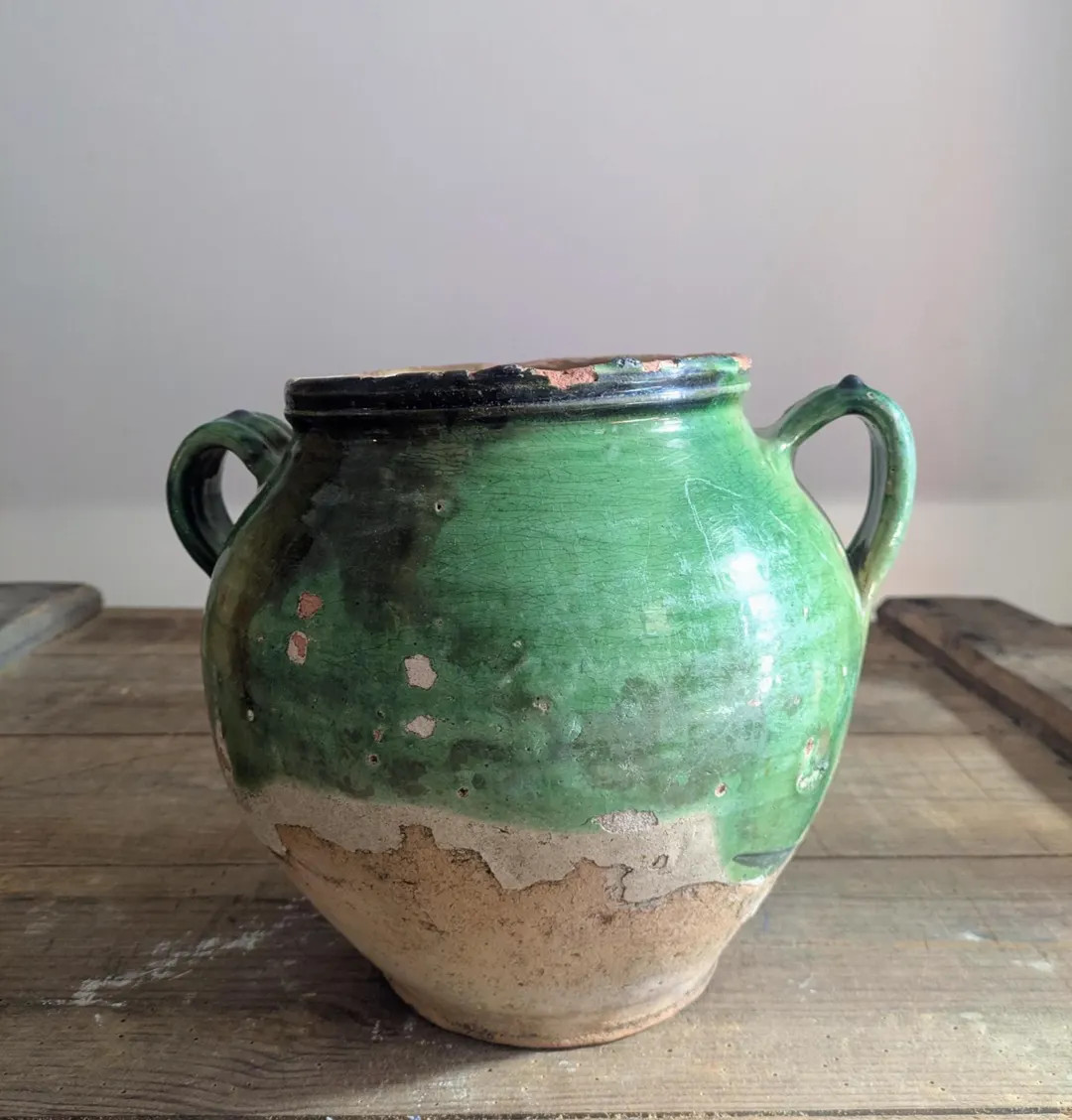 Rare Green French Confit Pot: Glazed Terracotta Farmhouse Decor | Etsy (US)