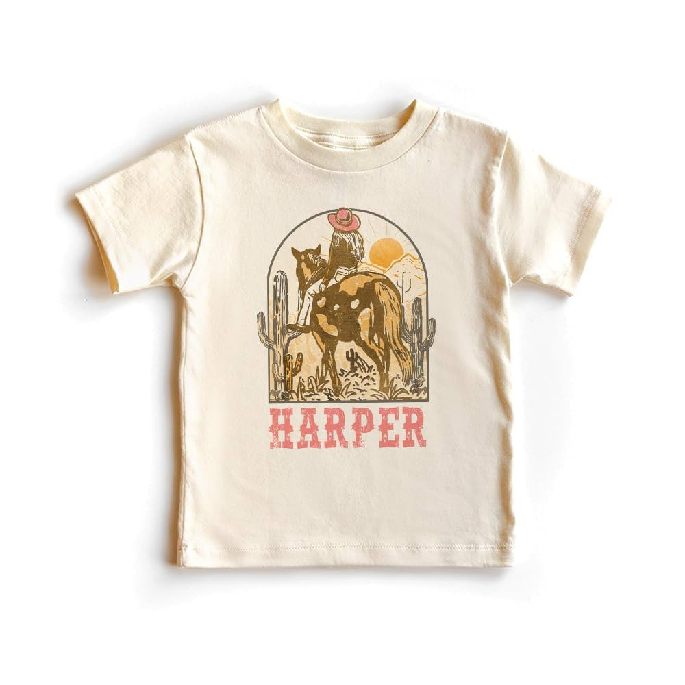 Personalized Girls Pink Cowgirl Shirt - Cute Custom Horse Western Aesthetic Birthday Top - Natura... | Amazon (US)