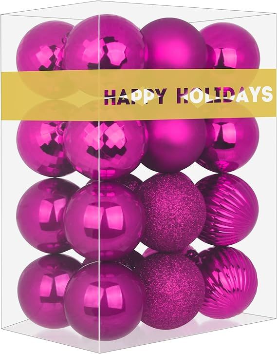 Fuchsia 2.5" Christmas Balls Christmas Tree Decoration Ornaments Shatterproof Hanging Balls for B... | Amazon (US)