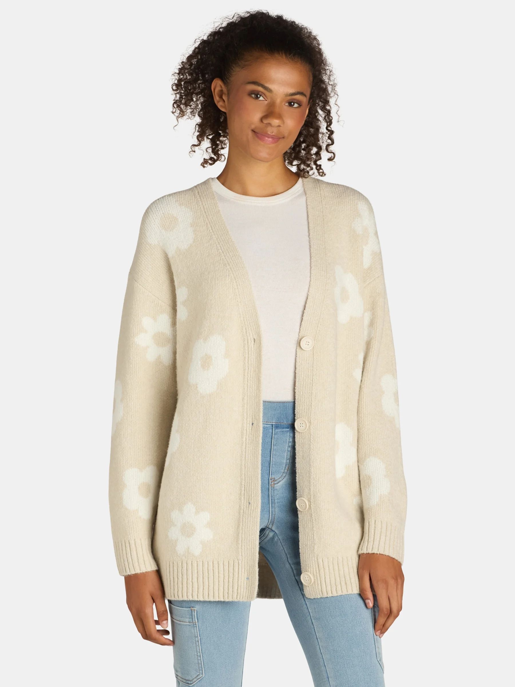 No Boundaries Conversational Cardigan, Women's and Women's Plus Sizes XXS-2XL | Walmart (US)