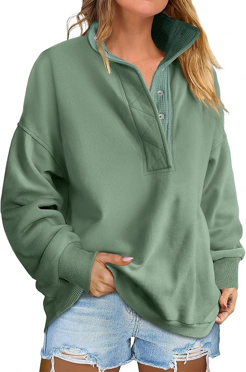 ANRABESS Women's Oversized Sweatshirt Mock Neck Henley 2026 Fall Outfits | Amazon (US)
