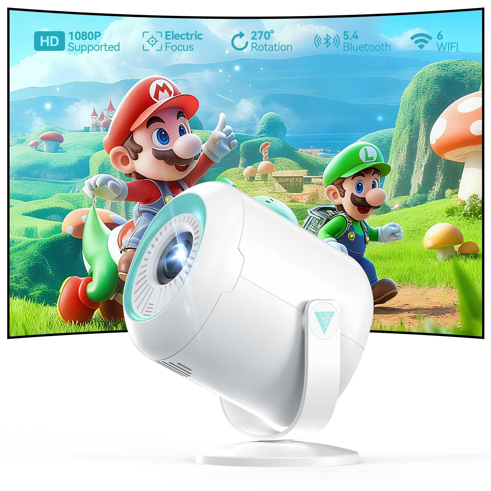 Nasin VF211WF Mini Projector Native 1080P Support 4K Portable Movie Projector WIFI 6 and Bluetoot... | Amazon (US)