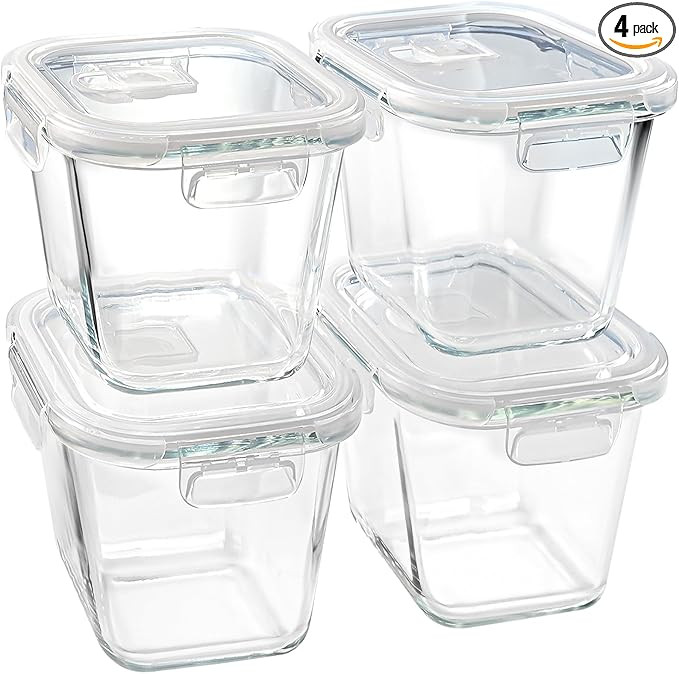 Soup Containers with Lids Glass 32 oz, 4 Cup Borosilicate Glass Food Storage Containers, Microwav... | Amazon (US)