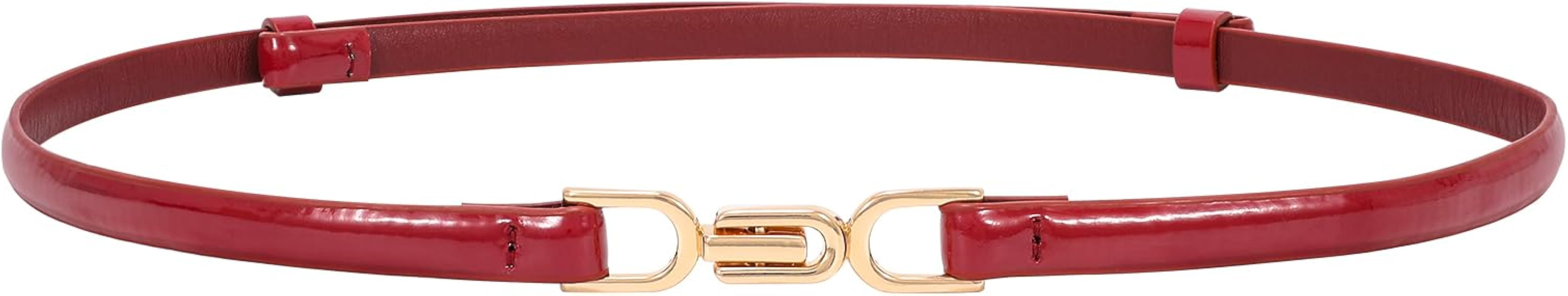 VONMELLI Women's Leather Skinny Belt for Dress Adjustable Thin Waist Belt for Ladies | Amazon (US)