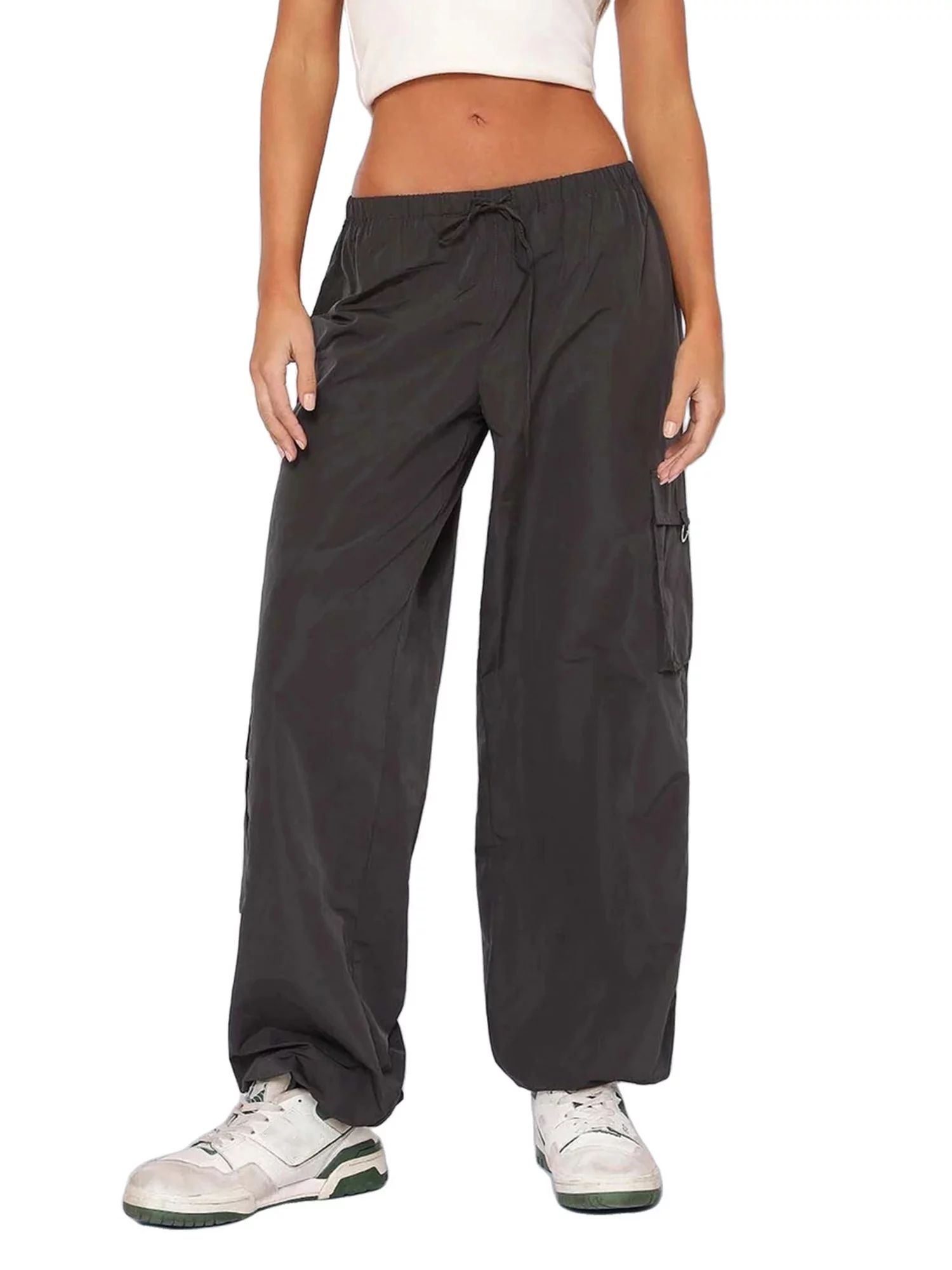 LSFYSZD Women Baggy Cargo Pants,Indie Aesthetic Track Pants, Low Waist Drawstring Sweatpants, Hip... | Walmart (US)