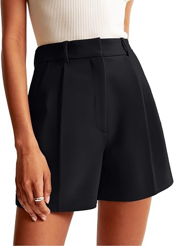 NIMIN Womens High Waisted Shorts Tailored Trouser Dress Shorts with Pockets | Elastic Waistband F... | Amazon (US)