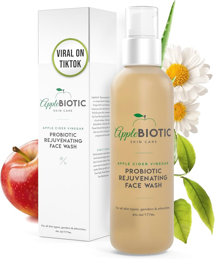 AppleBiotic Apple Cider Vinegar Face Wash - Exfoliating Face Wash, Hydrating Gel Foaming Facial C... | Amazon (US)