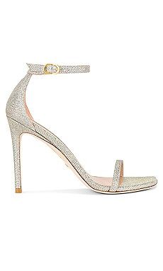 Stuart Weitzman Nudistcurve 100 Sandal in Platino from Revolve.com | Revolve Clothing (Global)