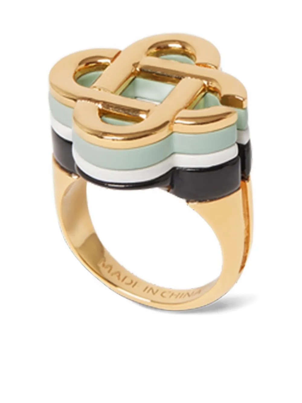 Casablanca enamel-detailed logo ring - Gold | Farfetch Global
