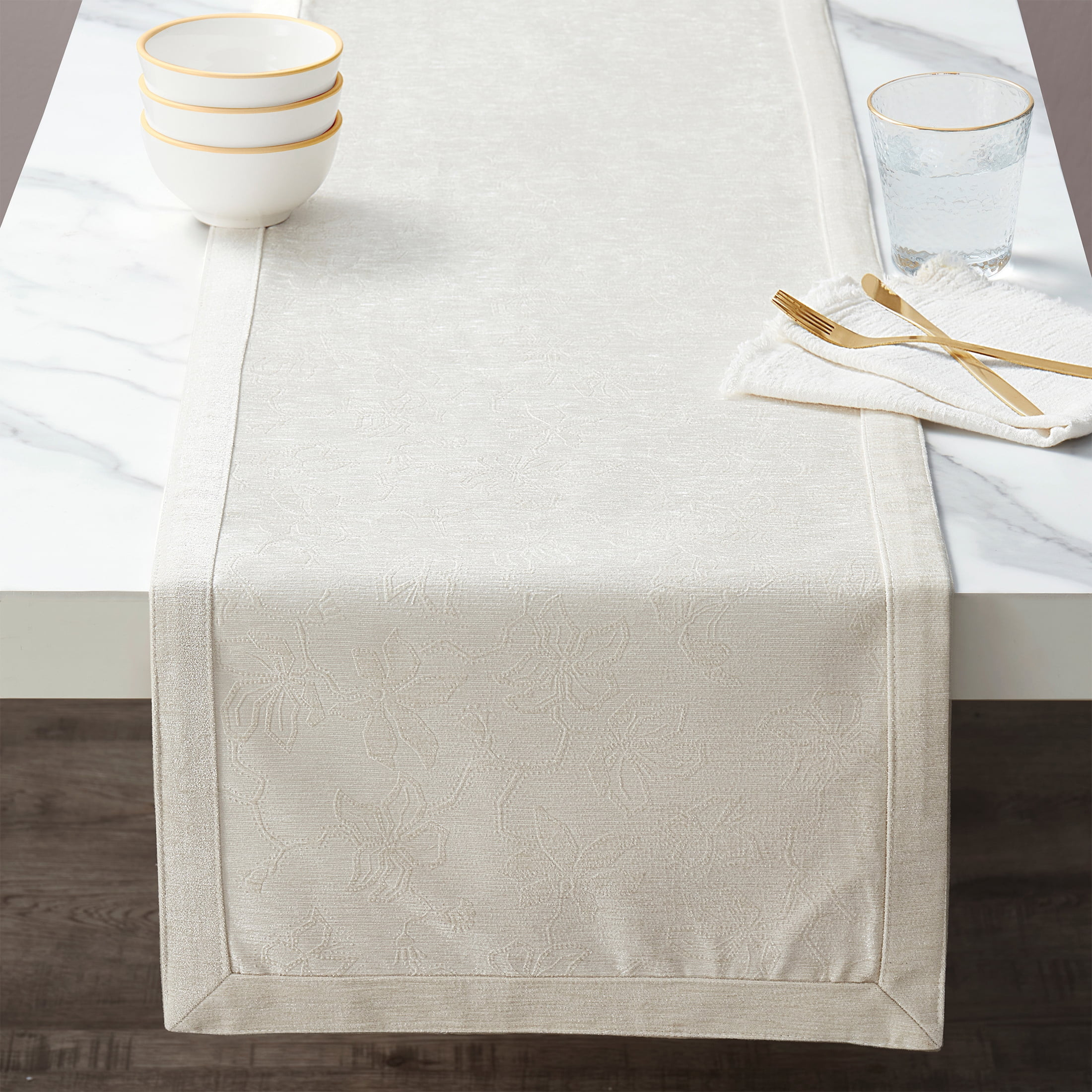 Sofia Home Chenille Floral 14" x 90" Table Runner, Cream by Sofia Vergara | Walmart (US)