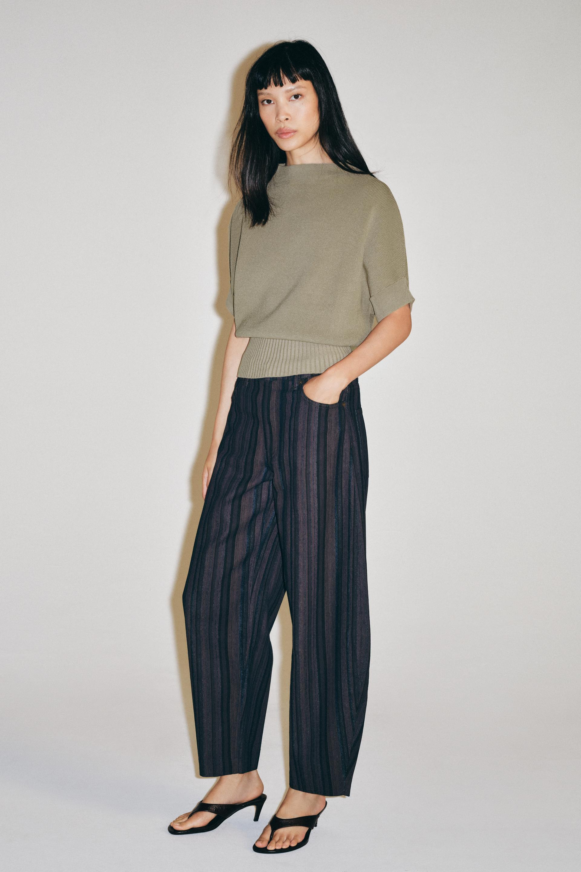Zara - Fitted Waist Knit Top - Brown - L - Woman | Zara UK