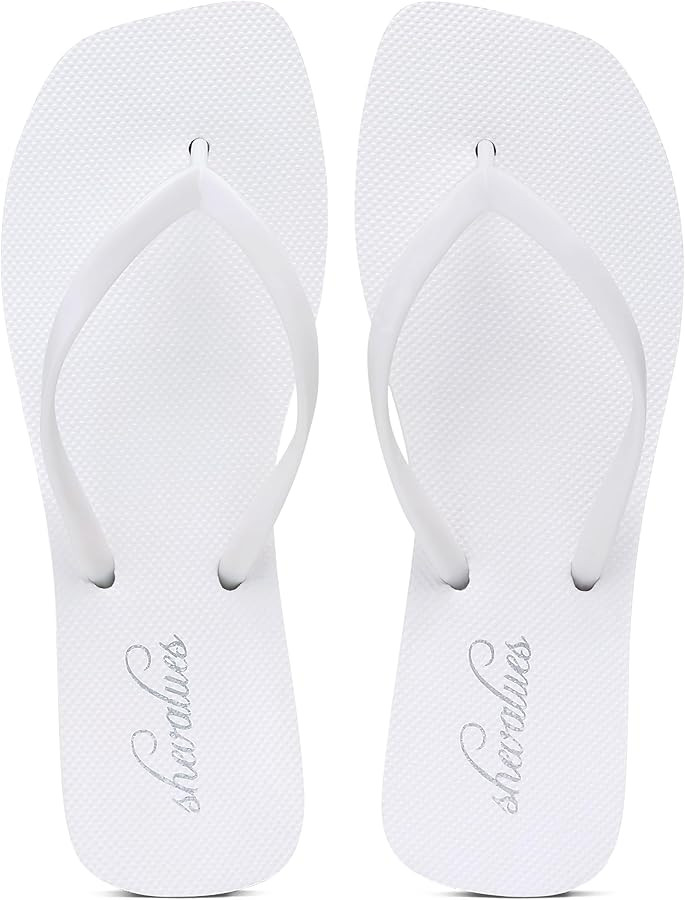 shevalues Women's Slim Square Toe Flip Flops Comfortable Summer Rubber Thong Sandals for Beach, S... | Amazon (US)