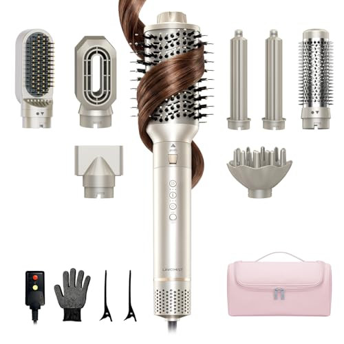 8-in-1 Dual Voltage Hot Air Styler & Hair Dryer Brush (100-240V) with Straightener & Curler Attac... | Amazon (US)